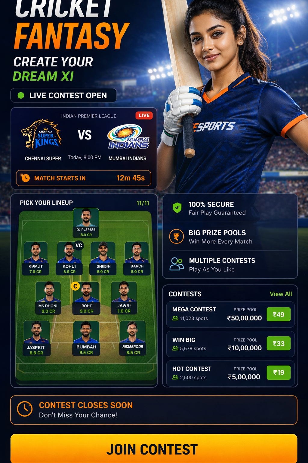 Cricket India App cricket matchday visual