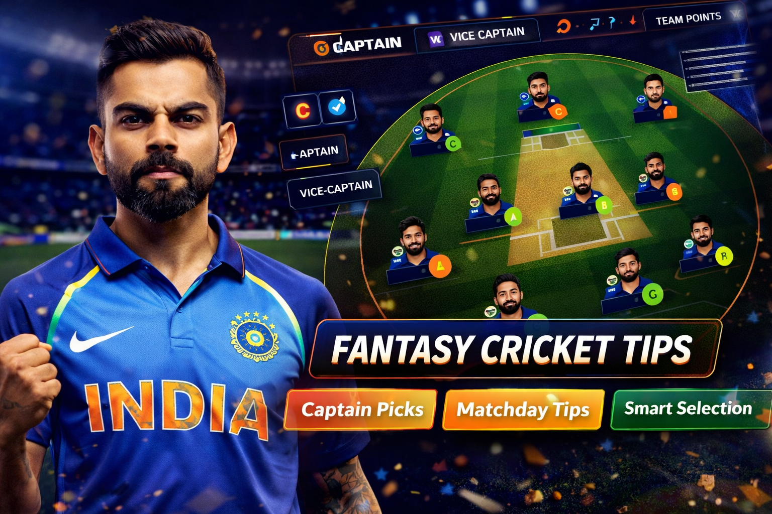 Cricket India App role based fantasy cricket checklist